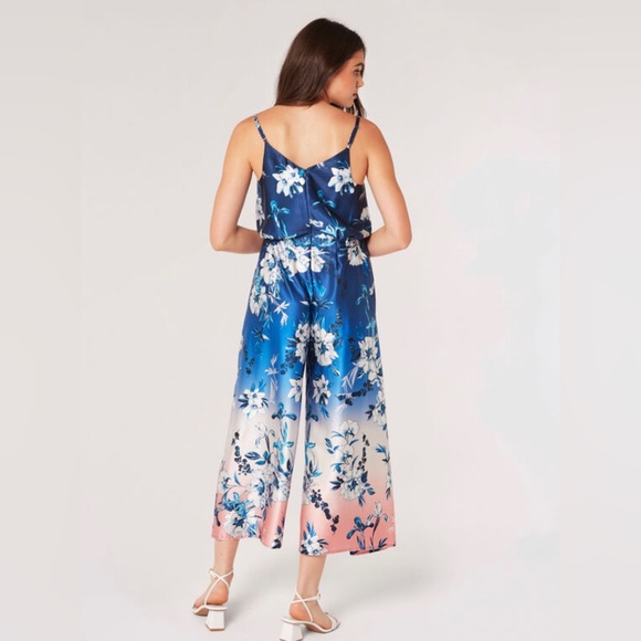 2024 Collection Floral Ombre Satin Split Leg Jumpsuit - Picture 2 of 4